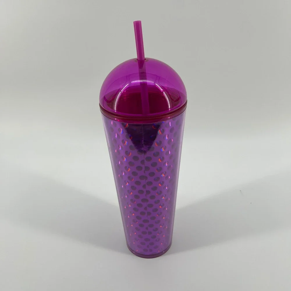 Starbucks Purple Polka Dot Dome Lid Cold‎ Cup Tumbler 24oz Venti